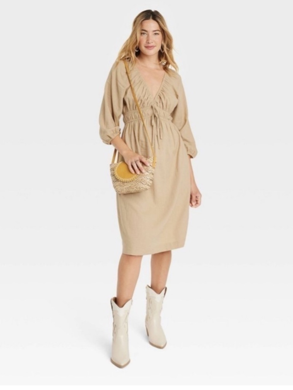 Universal Thread Linen-Blend Summer Dress with Pockets Medium Has Pockets!